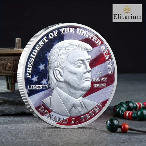 Donald Trump Prezydent USA "Liberty- In God We Trust" kolor srebny