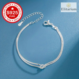 Elegancka Bransoletka S925 Sterling Silvery z Węzłem